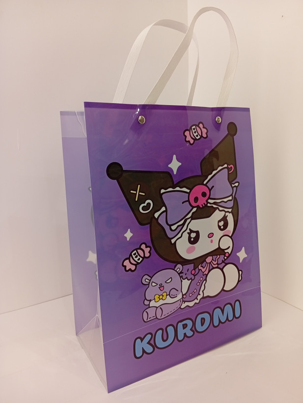 پاکت طلقی طرح کرومی و لبوبو دسته پرچ شده 30*23*12 cm کرومی
