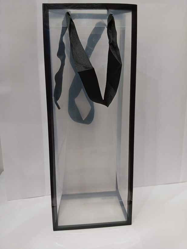 Bag Shop شفاف دسته روبانی پانچ شده 34*13*10 cm مشکی