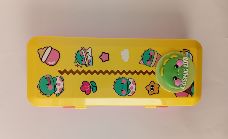 جامدادی دو طبقه مدل Cosmic Zoo طرح زیگزاگی زرد