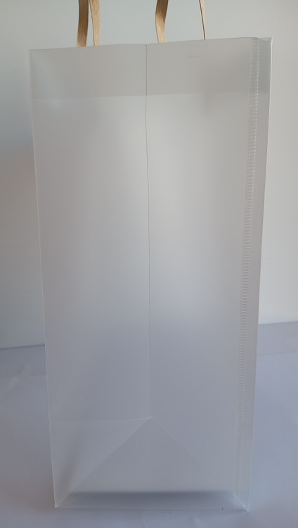 گیفت بگ هدیه شفاف دسته پرچ شده به پاکت از جنس کاغذ فشرده شده 33*36*15 cm کناره