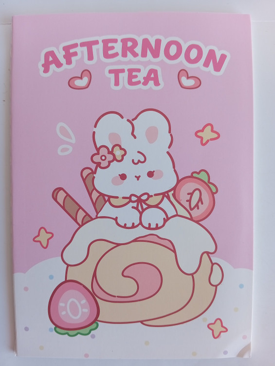 جلد دفتر فانتزی صورتی با نوشته Afternoon Tea